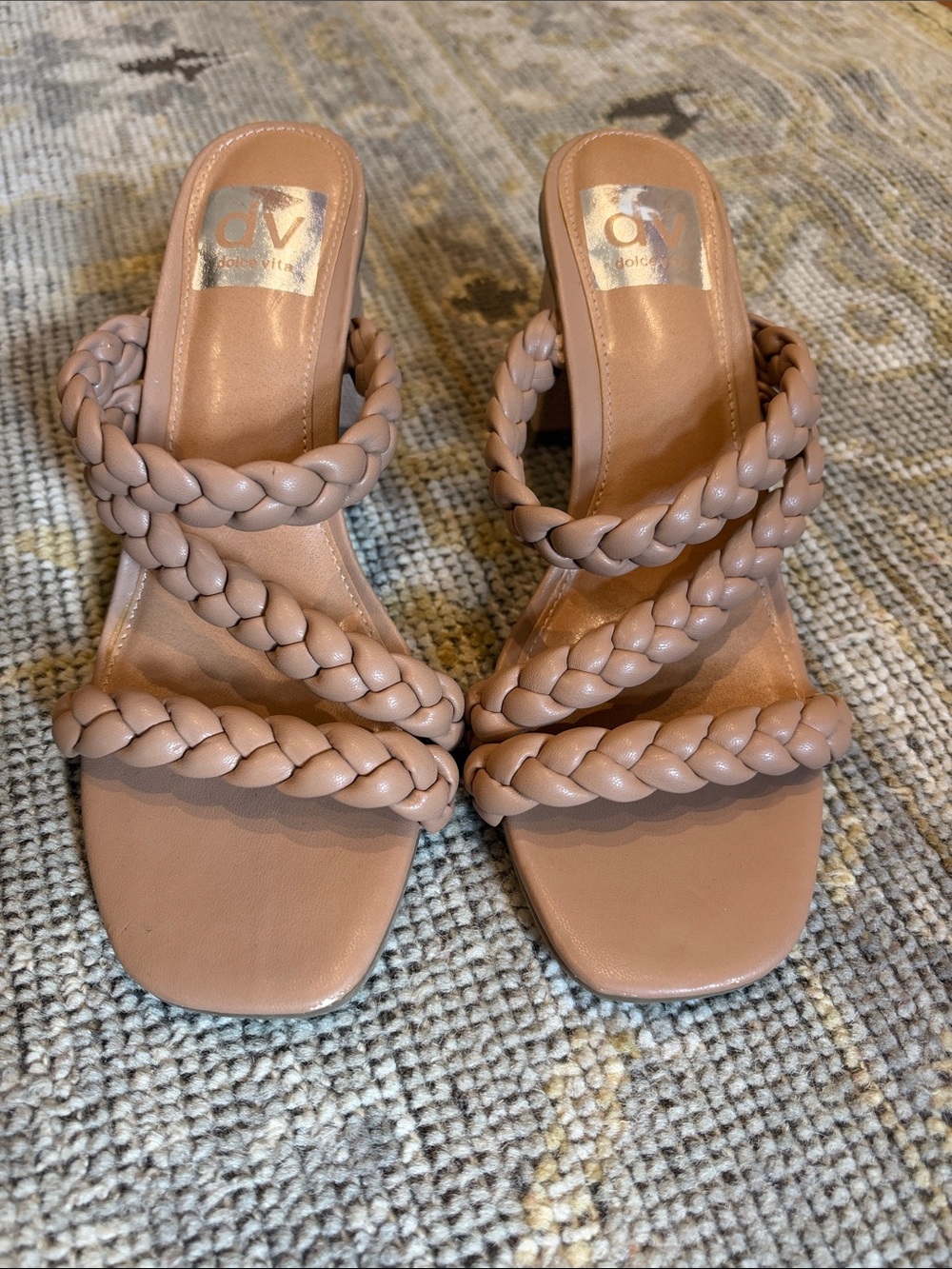 DV by Dolce Vita Nude Blush Halleigh Braided Strap Heeled Sandals